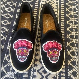 Soludos Day of the Dead Black Sneaker Size 7.5